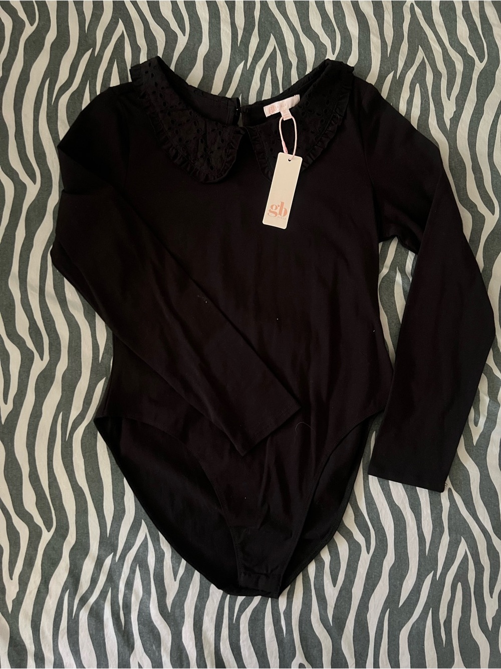 GB girls Black & Cream Long-Sleeve Bodysuit